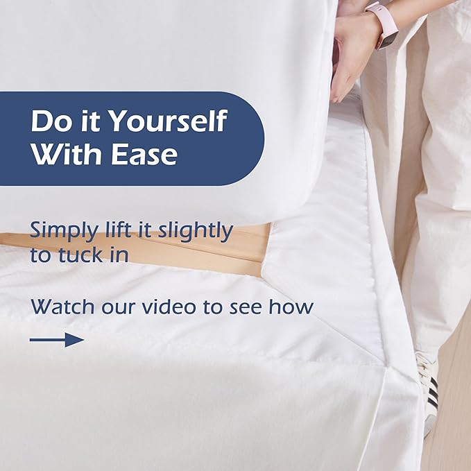 HIG Off-White Chic Twin XL Bed Skirt - Easy Fit Scallop Edge Pleated Bedskirts, 14 Inch Drop Anti-Slip Dust Ruffle, Thick Fabric for Enhanced Privacy, Pre-Washed for Long-Lasting Use(N60022)