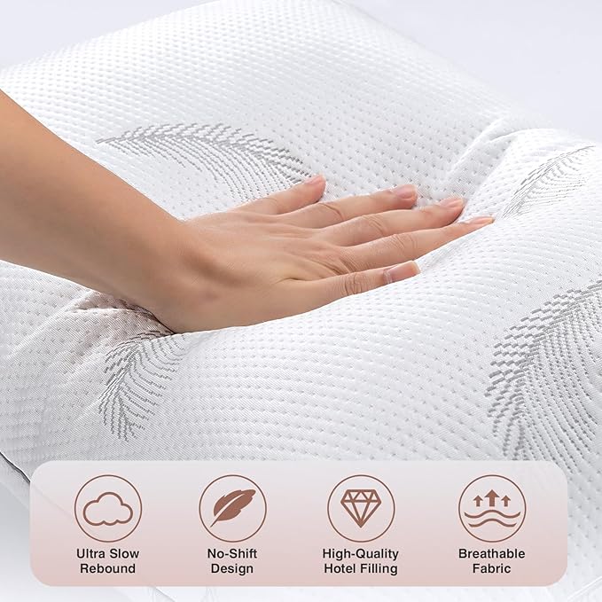 Goose Feather Pillows Bed Pillow - Hotel Down Pillows King Size Set of 2, Fluffy Support Surround Fill Polyester for Back, Stomach, Side Sleepers