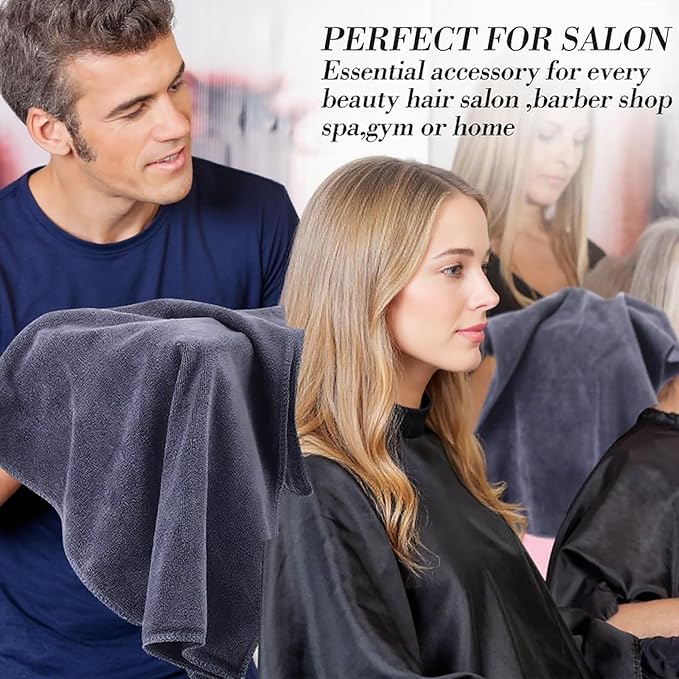 Shimeyao Bleach Proof Towels Microfiber Absorbent Resistant Hair Hand Towels Bulk Quick Dry for Barber Gym Bath Spa Shaving(50 Pack,Grey,Classic)