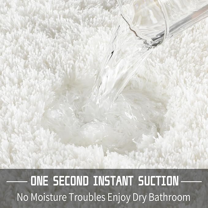 Yimobra Bathroom Rugs Non Slip Washable 60x24, Ultra Soft and Water Absorbent Bath Mats, Plush Fluffy Shower Mat Outside, Luxury Microfiber Thick Matts for Bathroom Floor/Tub, Off White