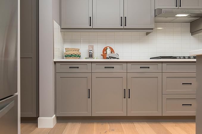 Ravinte 3 Pack Solid 3 Inch Center to Center Slim Square Bar Drawer Handles - Kitchen Cabinet Hardware in Matte Black - Drawer Pulls and Cabinet Handles