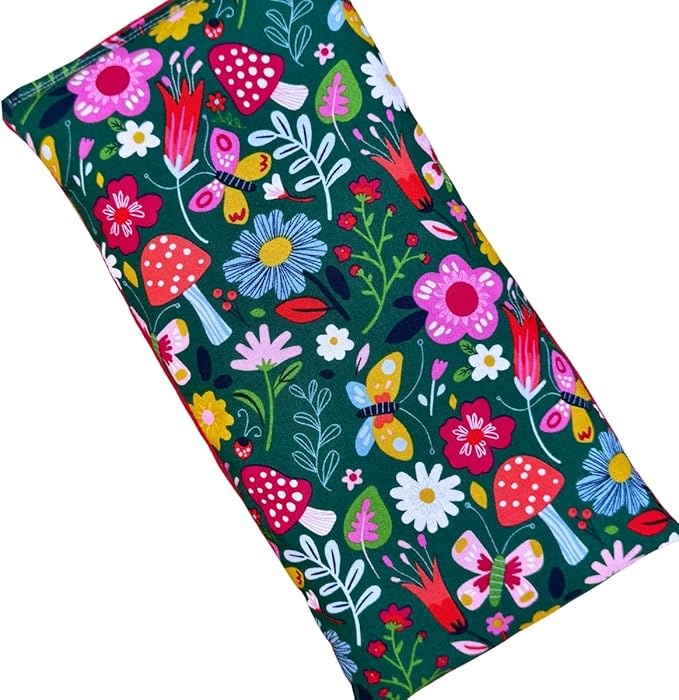 Large Microwave Heating Pad with Flax Seed, Scented or Unscented, Good for Back Pain or Cramps, Moist Heat Therapy or Ice Pack, Microwavable Bean Bag, 6" x 12" (Mushroom, Lavender & Chamomile)