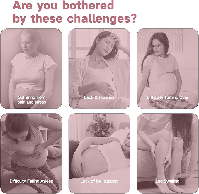 Pregnancy Pillow for Sleeping, SEEDNUR Maternity Pillow Support for Back, Legs, Belly, HIPS, Pregnancy Body Pillow with Detachable & Adjustable Cover, Pregnancy Pillow for Women Relieve Fatigue & Pain