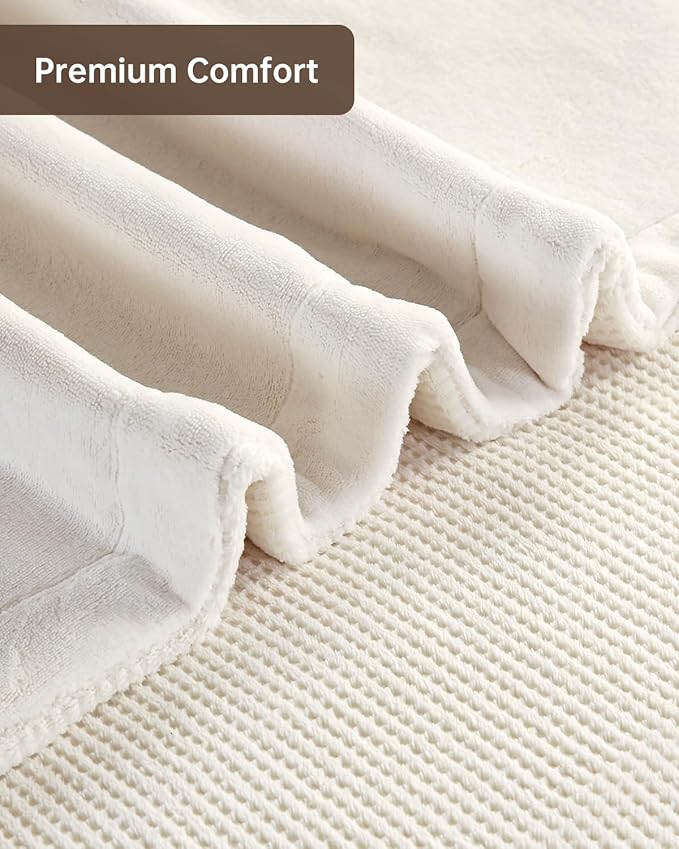 Electric Heated Blanket Queen Size, Washable Blanket Warmer with Dual Control for Home for Adults, Super Cozy Soft Fabric, 84" x 90", 9 Heat Levels, 1-9H Auto-Off, ETL Certified, Cream