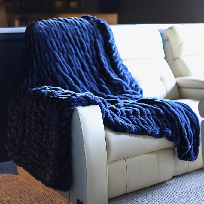 Minky Designs Midnight Horizon Minky Blanket – Ultra Soft Faux Fur Throw Blanket for Couch, Bed & Home – Fluffy, Warm & Luxurious – Chic Collection (Large, 60x72)