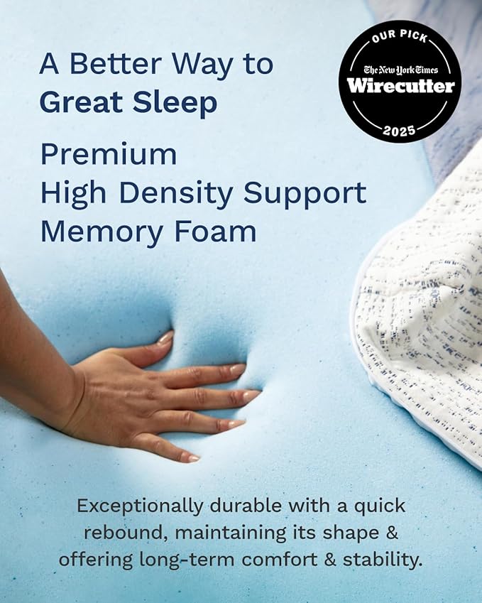 ViscoSoft Memory Foam Mattress Topper | Select High Density Ventilated Mattress Pad - Premium Removable Rayon Cover 2 Inch - Full