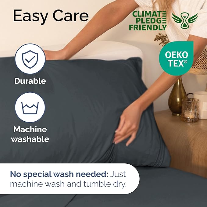 Twin Size 3 Piece Sheet Set - Extra Soft, Breathable & Cooling Sheets - Hotel Luxury Durable Bed Sheets for Women & Men - Deep Pockets, Easy-Fit & Wrinkle-Free Sheets - Slate Blue Oeko-Tex Bed Sheets