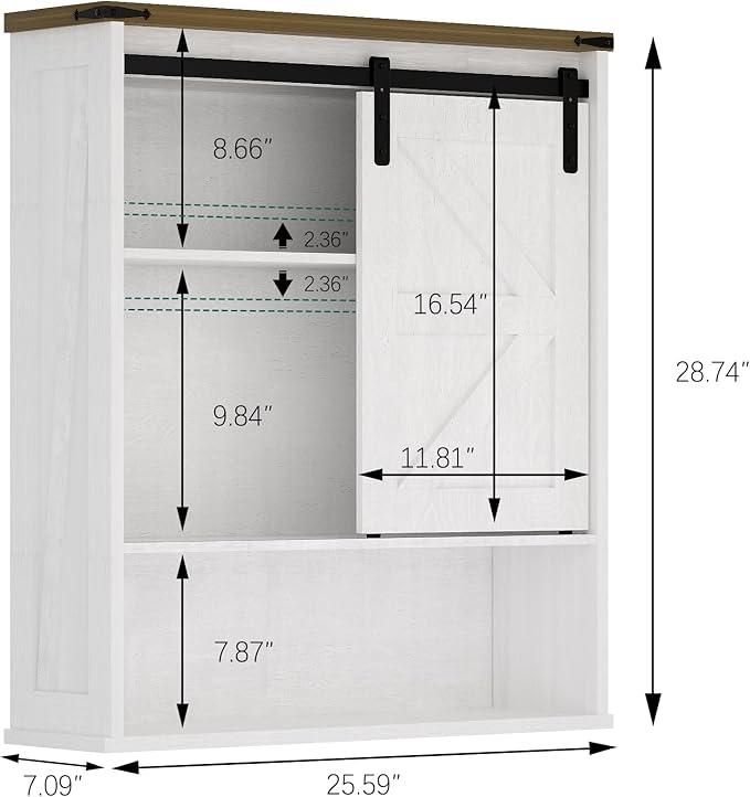Bathroom Wall Cabinet, Bathroom Storage Cabinet with Doors & Adjustable Shelves, Wall Mounted Medicine Cabinet Over The Toilet, White Cabinet for Laundry Room, Kitchen, Entryway