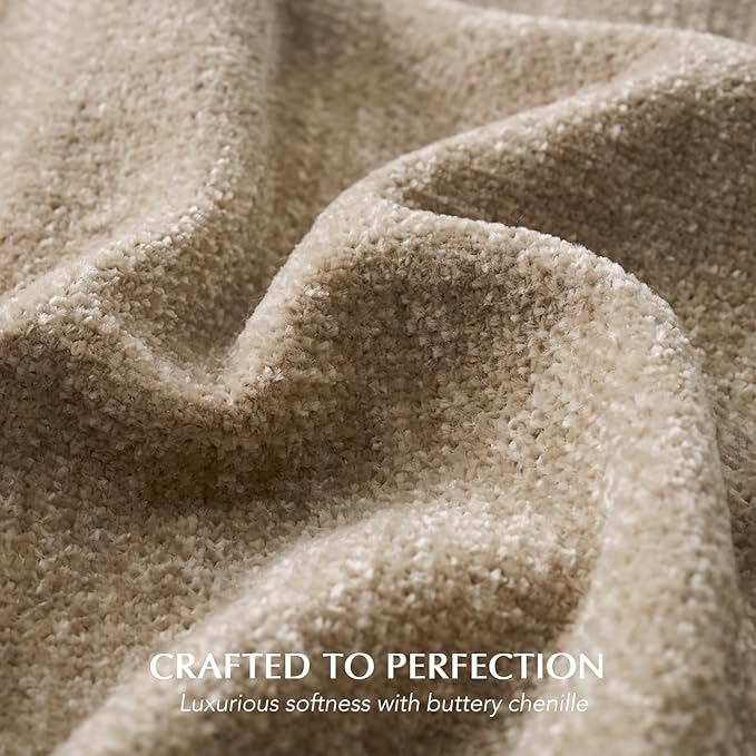 EVERGRACE Soft Chenille Throw Blanket for Couch, Cozy Plush Fuzzy Decorative Chenille Knit Throw Blanket with Tassels, Lightweight Blanket and Throws for Bed Sofa Gift Home Decor, Beige 60"x80"