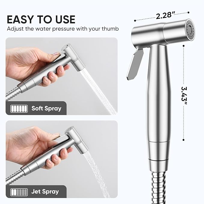 Arofa Handheld Bidet Sprayer for Toilet - 2 Pack Bidets Faucet for Existing Toilets Cloth Diaper Jet Sprayer, Stainless Steel Muslim Shower with Bidet Hose for Feminine Wash
