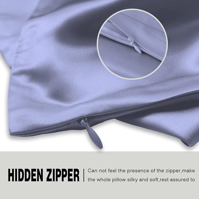 Silk Pillowcase for Hair and Skin,Soft,Breathable and Sliky 100% Standard Size Pillow Cases Set of 2,Both Sides Natural Mulberry Silk Pillowcases with Hidden Zipper(Standard Size 20"X 26",2pcs)