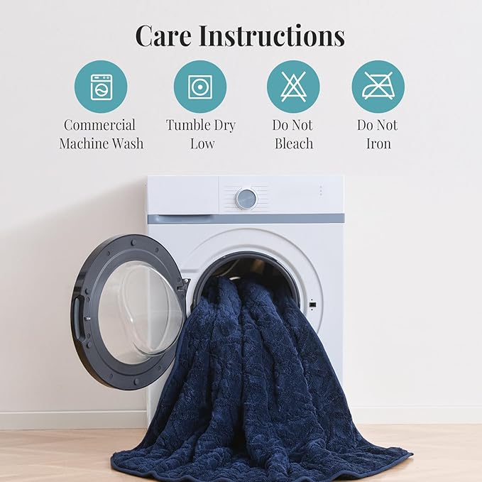 Topblan Weighted Blanket Twin Size 12 lbs, Soft Weighted Blanket with Doubled-Sized Shaggy Sherpa, Jacquard Knitted Warm Weighted Blankets Throw for Better Sleep, Navy Blue, 48 x 72 inches