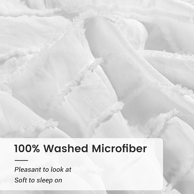 NEXHOME PRO Twin Duvet Cover, White 2 Pieces Boho Tufted Twin Size Duvet Cover Set, Soft and Lightweight Microfiber Comforter Cover Set for All Season (White Twin, 66 x 90)-No Comforter