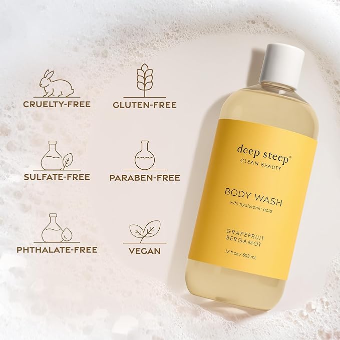 Deep Steep Body Wash, Pure Coconut, 17 oz – Hydrating Shower Gel with Hyaluronic Acid, Shea Butter, Aloe Vera & Argan Oil – Vegan, Clean Beauty, Clean & Refreshed Skin