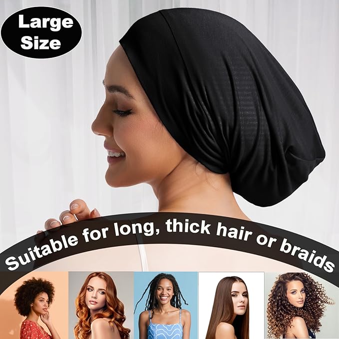 Sleep Cap Bonnet for Sleeping Black Women Men, Adjustable Cooling Lining Bonnets for Curly Hair Wrap Braids Beanie Night Hat