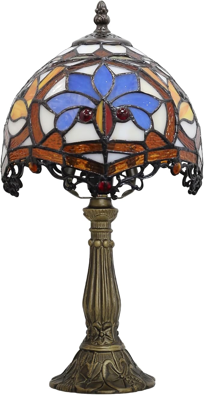 Bedside Table Tiffany Small Table lamp in The Bedroom, Living Room Table lamp, Stained Glass Table lamp, 8 inches, Household and Office Reading lamp (Qinglong Final Payment Style)
