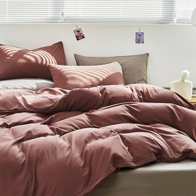 Cottonight Brick Red Comforter Set - Twin Size, 3 Piece Breathable Soft Comforter, Quilts, Blanket - Dark Red Bedding Set for Adults, Teens, Kids, Hotel Quality