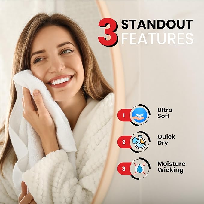 Infinitee Xclusives Gray Hand Towels for Bathroom - Set of 6 (16x28 inches) 600 GSM, 100% Cotton Ultra Soft, Quick Drying, Hotel Quality Hand Towel Set (Charming Grey, Hand Towels)