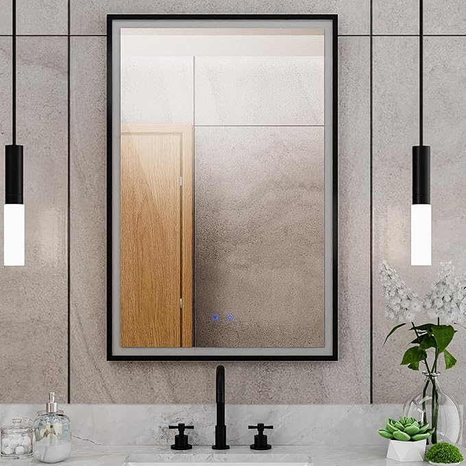 DreamLine Brilliance 36 in. H x 24 in. W Rectangular Light-up Mirror, Matte Black