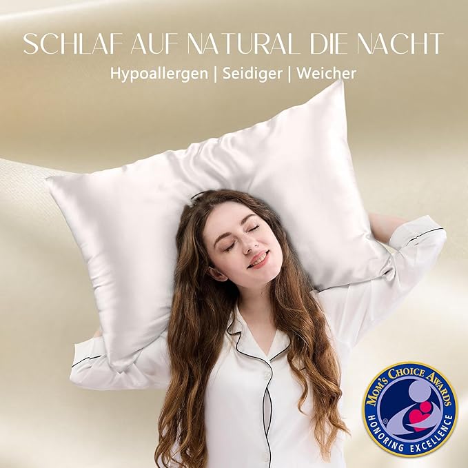 ZIMASILK 100% Pure Mulberry Silk Pillowcase for Hair and Skin Health,Both Sides 19 Momme Silk,1pc (Body 20"x54",Ivory)