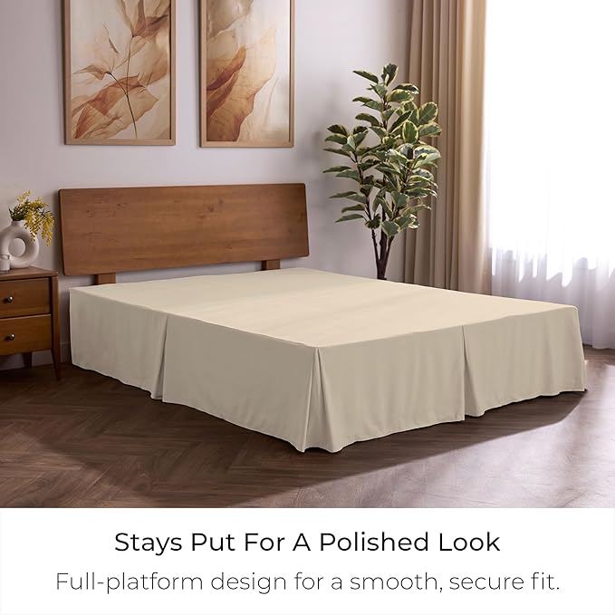 Mellanni Bed Skirt Twin Size - Bed Skirting - 15-Inch Tailored Drop Pleated Dust Ruffle - Hotel Luxury Bedding - Wrinkle, Fade, Stain Resistant - 1 Bedskirt (Twin, Beige)