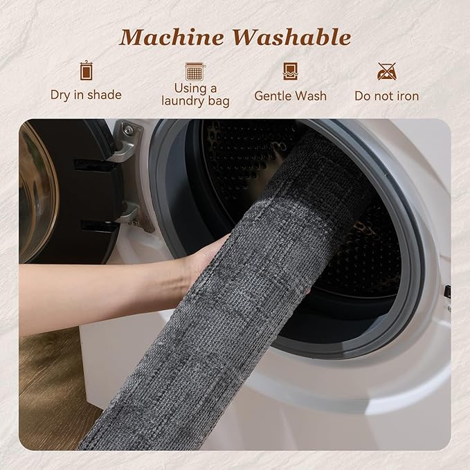 AMOAMI Bath Mat Non Slip Super Absorbent Quick Dry Bath Mats for Bathroom Floor Rubber Backing Washable Bathroom Rugs Modern Woven Jacquard Mat, Beside Tub Bath Rugs, 2'x4', Darkgrey