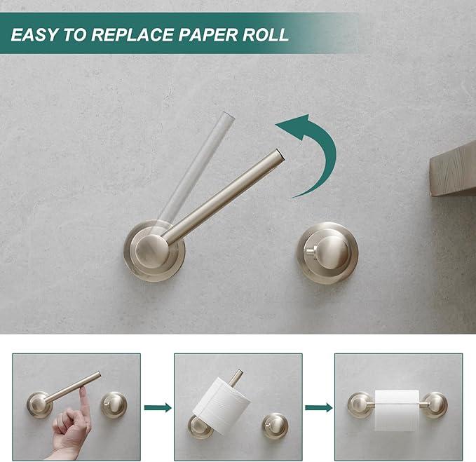 Hoimpro Wall Mounted Rustproof Toilet Tissue Paper Holder Bathroom Accessories Toilet roll Paper Hanger, Brushed Nickel
