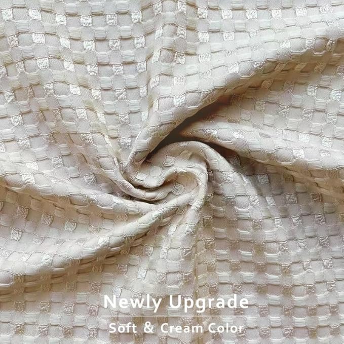 MIYE Pleated Waffle Weave Bed Skirt, Tailored Dust Ruffle 18 Inch Drop Easy Fit, Machine Washable,No Split Corners (Beige, Full - 18" Drop)