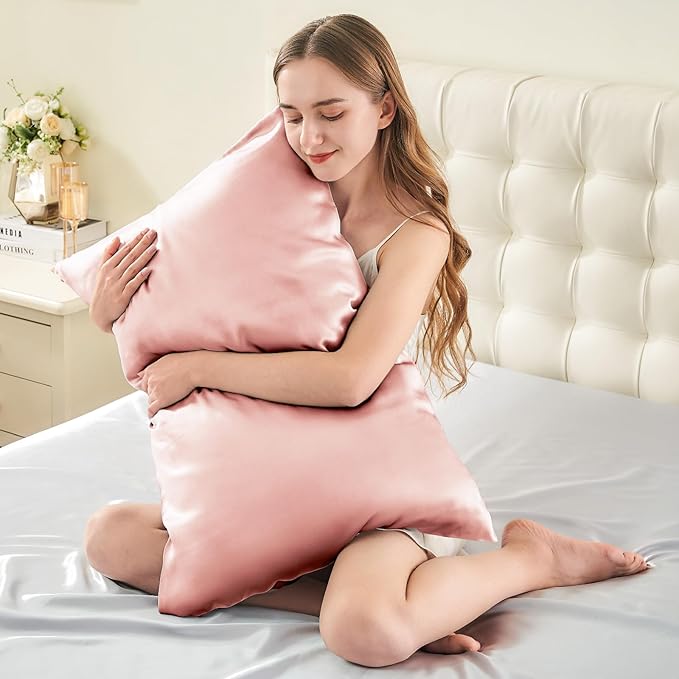 INFIIXSO Mulberry Silk Pillowcase for Hair and Skin, Silk Pillow Cases Standard Size with Hidden Zipper 20x26 Inches, Ultra Smooth and Soft Cooling Pillow Cases for Hot Sleepers(Rose Pink, 1 Pack)