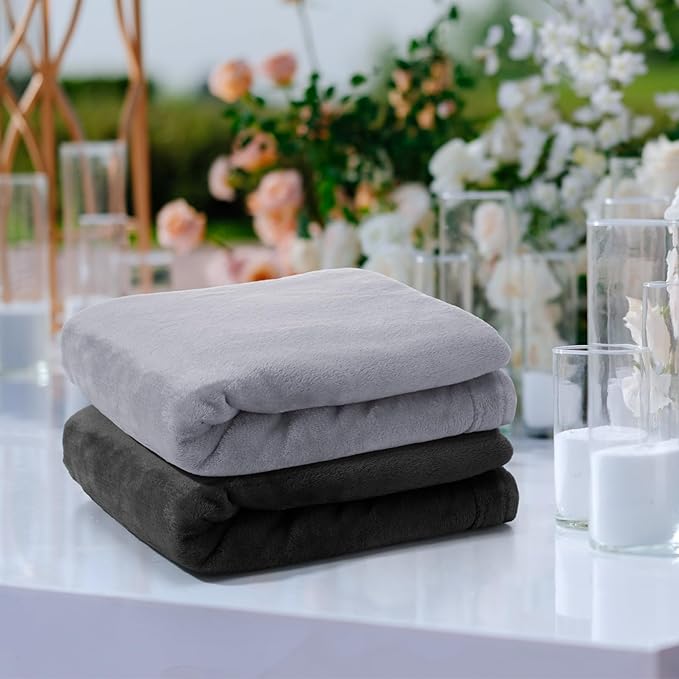 Tinideya 12 Pcs Flannel Fleece Throw Blanket Bulk 50 x 60 Inch Soft Fleece Blanket Warm Throw Blanket Coral Blankets for Couch Sofa Home Wedding Gifts Season (Classic)