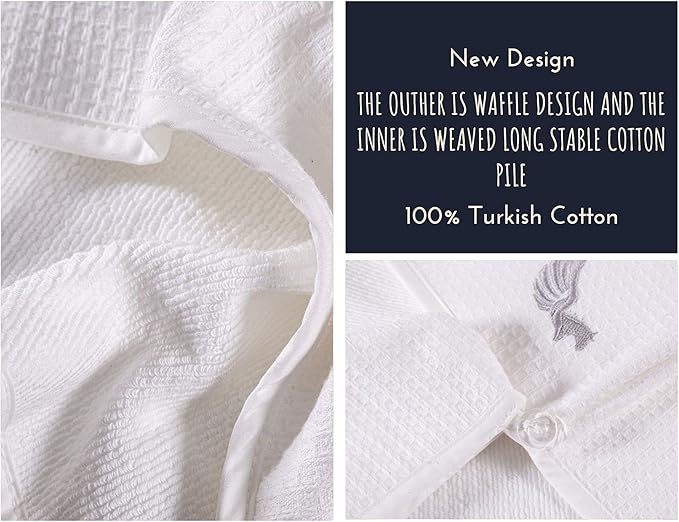 100% Turkish Cotton Hair Towel Wrap for Women,Non Microfiber,Super Absorbent,AntiFrizz,Plopping Hair Drying Waffle Bath Towels for Curly,Long&Thick Hairs,Head Wrap,2 Pack10x26inc (white+white)