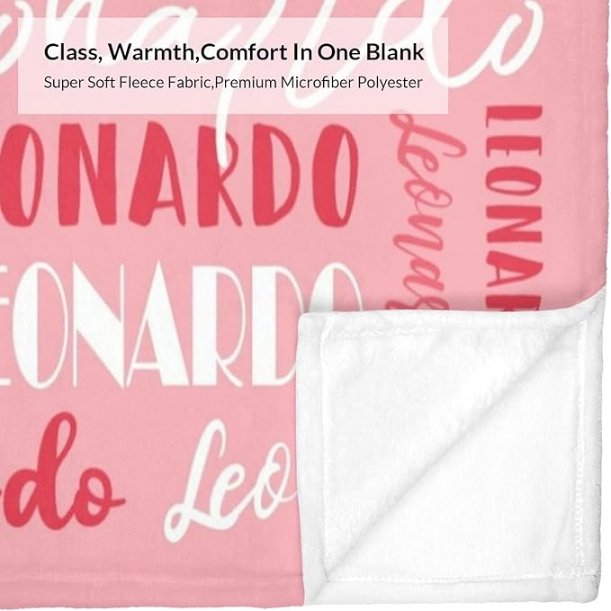 Name Blanket Personalized Blanket for Adult Kids Flannel Customize Throw Blanket Custom (Color 01, 50 x 60 Inches)