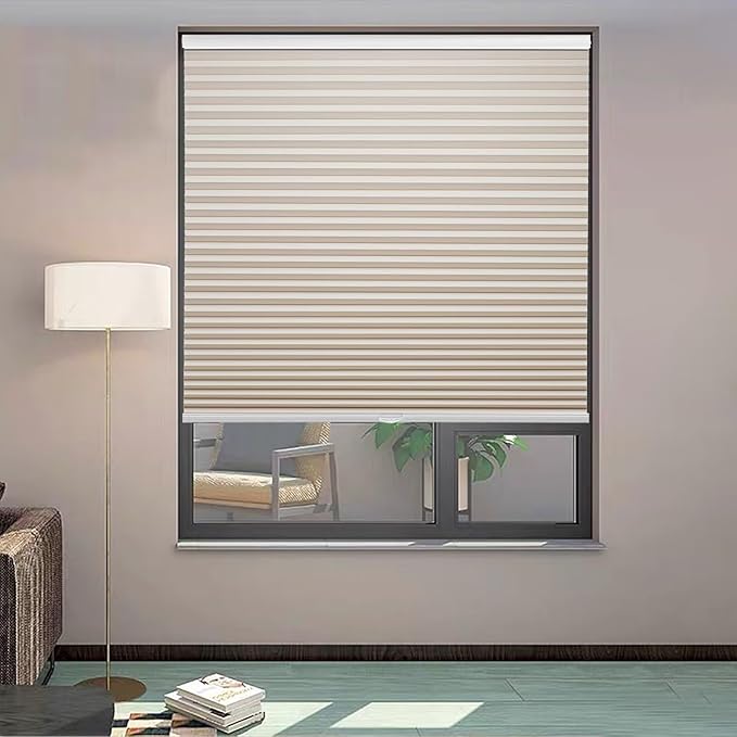 MYshade 1.5-Inch Cellular Cordless Blackout Shades,Thermal Insulating Noise Reducing Waterproof Blinds,Honeycomb Window Treatments for Indoor Light Control (Beige-41 W x 72" H)