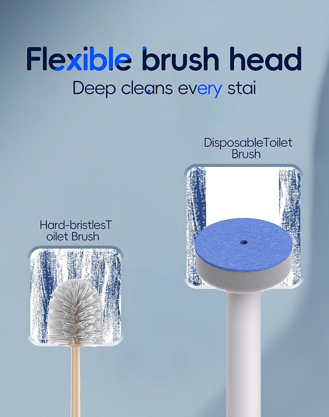 Disposable Toilet Cleaning System - Toilet Wand Kit with 18 High-Performance Refills, Wall Mounted Toilet Brush and Holder for Deep Cleaning Bathroom