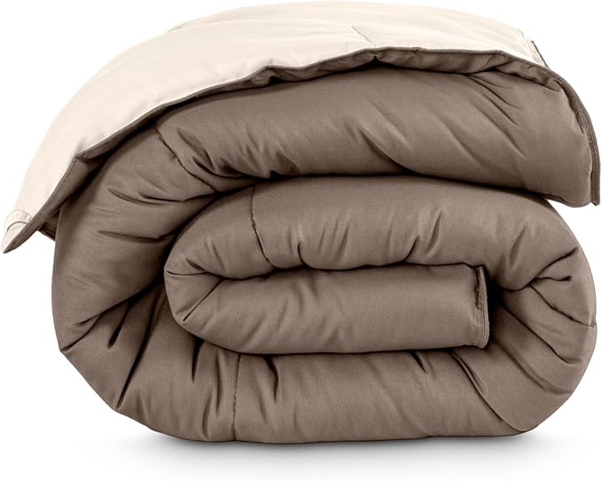 Bare Home Full Comforter - Reversible Colors - Goose Down Alternative - Ultra-Soft - Premium 1800 Series - All Season Warmth - Bedding Comforter (Full, Taupe/Sand)