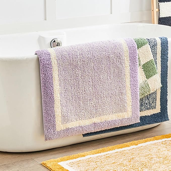 CozeCube Bath mats for Bathroom Non Slip, Fluffy Absorbent Microfiber Bath mat Washable, Aesthetic Bathroom Rugs, Long Purple Bath mat, Lavender, 47" x 24"
