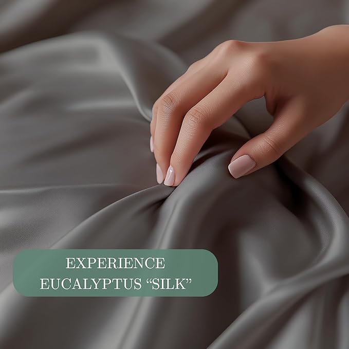 Eucalyptus Sheets - Infused with Silver for Anti-Odor, Softer Than Silk Fibers, More Cooling Than Cotton - Perfect for Hot Sleepers & Sensitive Skin - 100% Tencel Lyocell - Cali-King Sheet Set
