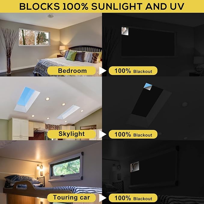 ULIGOOD Portable Blackout Shades (118" x 57") Travel Window Blackout Curtains, 100% Blackout Material Temporary Blackout Blinds for Baby Nursery, Bedroom, Caravan, Office or Travel Use