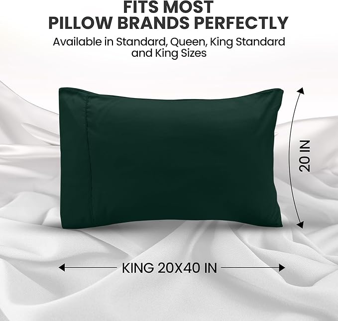 Pillow Covers by Utopia Bedding - King Size 2-Pack – Soft Brushed Microfiber – Perfect for Hospitals, Hotels, Guest Rooms – Oeko-TEX Certified, 20x40 Inches (Emerald)