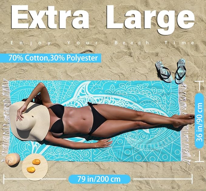 Thin Turkish Beach Towel Lightweight Quick Dry Absorbent Cotton Bathroom Bath Pool Swim Towels Extra Large Oversized Sand Free Beach Accessories Essentials Cloud Gifts for Adult