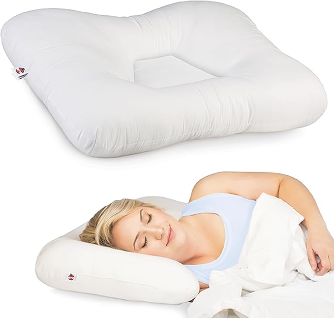 Core Products Tri-Core Natural Cervical Support Pillow for Neck Pain Organic Cotton Shell, Great Gift for Back and Side Sleepers, Petite, Gentle