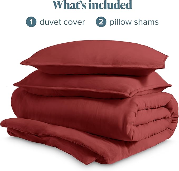 Bare Home Microfiber Duvet Cover Set - Ultra Soft Washed Microfiber - King/California King - Linen-Like Look - Easy Care - Breathable Fabric - Our Softest Duvet Cover Set (King/Cal King, Rosewood)