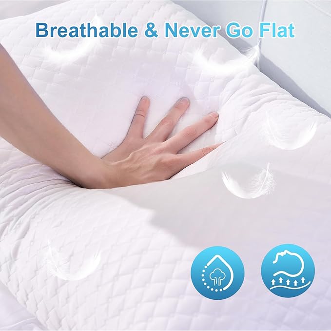 NTCOCO Cooling Bed Pillows for Sleeping Shredded Memory Foam Adjustable Gel for Side Stomach Back Sleepers Washable Removable Cover King Size Pack of 2