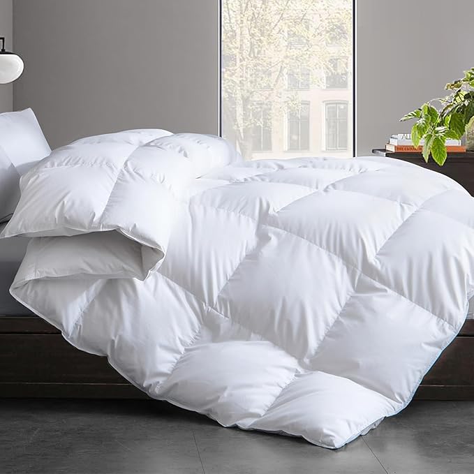 Cosybay King Size Feather Down Fiber Comforter - All Season White Duvet Insert - Luxury Medium Warmth Hotel Bedding Comforter,100% Cotton Cover-King, 106 x 90 Inch