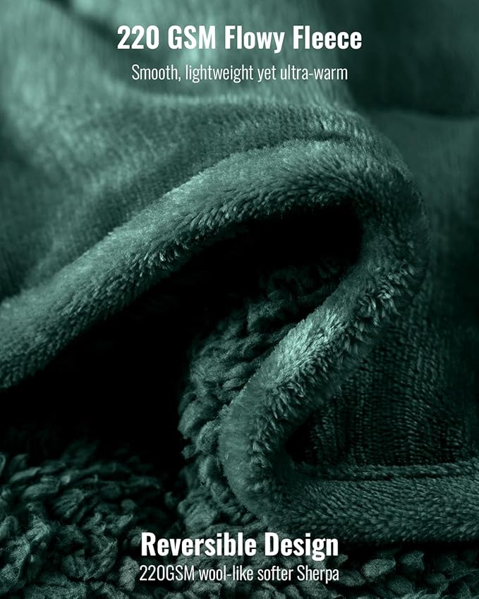 Uttermara Weighted Blanket for Adults, Double Size Heavy Blanket with Reversible Soft Shiny Velour Fleece and Cozy Warm Sherpa for Couch Bed, Calming and Relaxing, 48 x 72 inches 15 lbs in Green