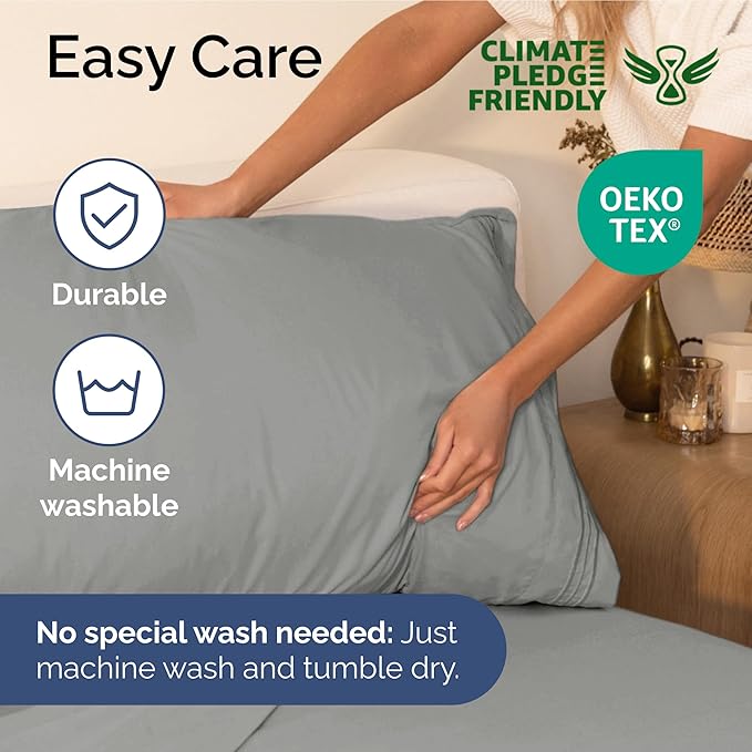 Twin Size 3 Piece Sheet Set - Extra Soft, Breathable & Cooling Sheets - Hotel Luxury Durable Bed Sheets for Women & Men - Deep Pockets, Easy-Fit & Wrinkle-Free Sheets - Slate Grey Oeko-Tex Bed Sheets