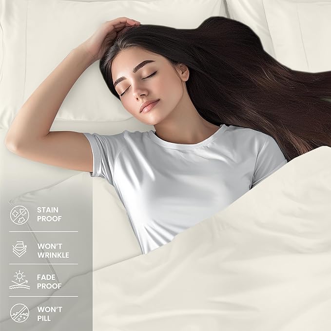 Utopia Bedding King Sheet Set – 4 Piece Bed Sheets for King Size Bed, Soft and Breathable Microfiber, Includes 1 Fitted Sheet, 1 Flat Sheet and 2 Pillowcases (Ivory)