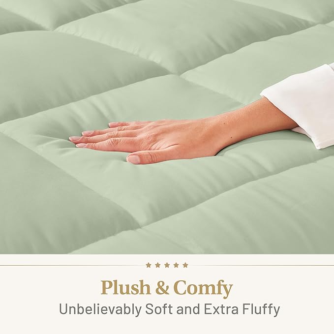 The Ultimate Luxury Fluffy Down Alternative Comforter Plush Premium Duvet Insert Thick Comforter All Season Breathable Hotel Collection Puffy Comforter (Queen Sage Green) …