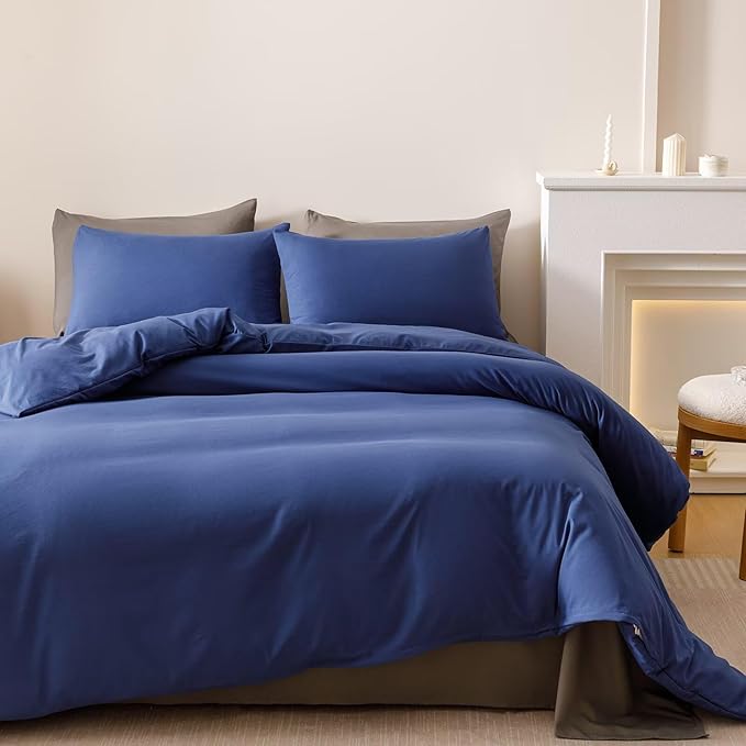 Cottonight Royal Blue Comforter Sets King Dark Blue Bedding Comforter King Size Quilts Blanket Ultra Soft Breathabe Solid Bedding Set for Women Men