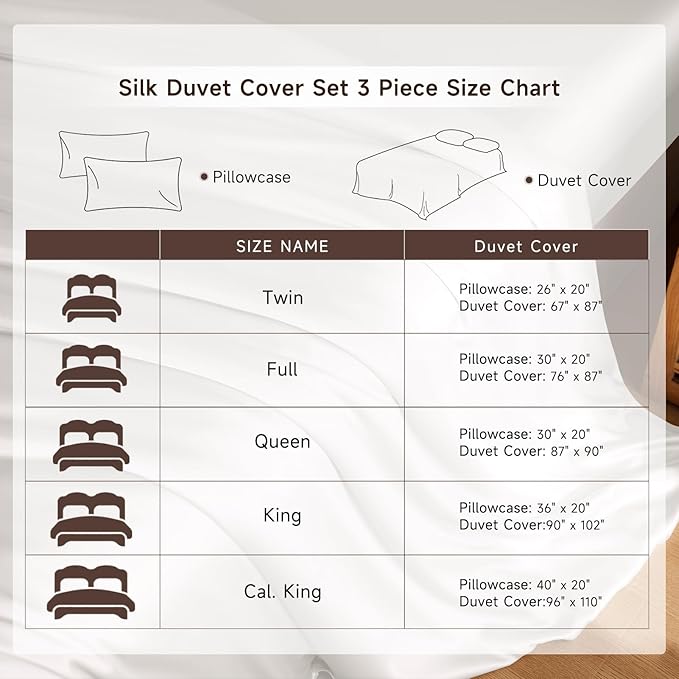 THXSILK 100% Pure Mulberry Silk Duvet Cover Set 3 Piece, 6A+ Grade Luxury Soft Bedding Silk Sheets for Hair and Skin, 1 Pcs Duvet/Quilt/Comforter Cover with 2 Zippered Pillowcases (Cream White, King)